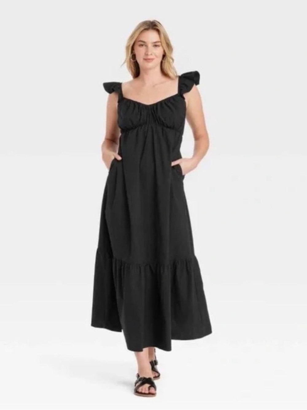 Universal Thread Women's Flutter‎ Cap Sleeve Maxi A-Line Dress